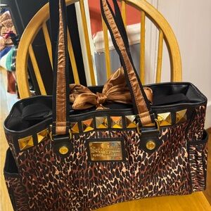 New Without Tags Betsey Johnson Leopard Print Tote with Gold Studs